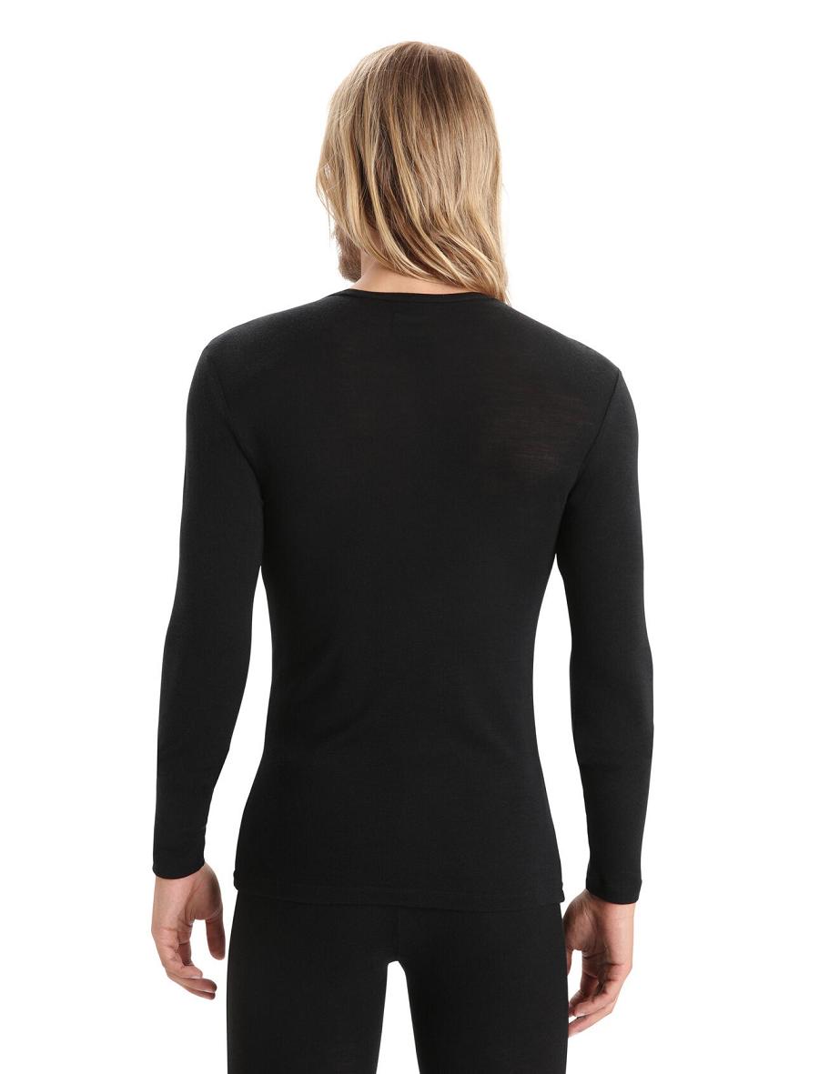 Icebreaker Merino 175 Everyday Long Sleeve Crewe Thermal Top Miesten Base Layers Mustat | FI 1376KORI